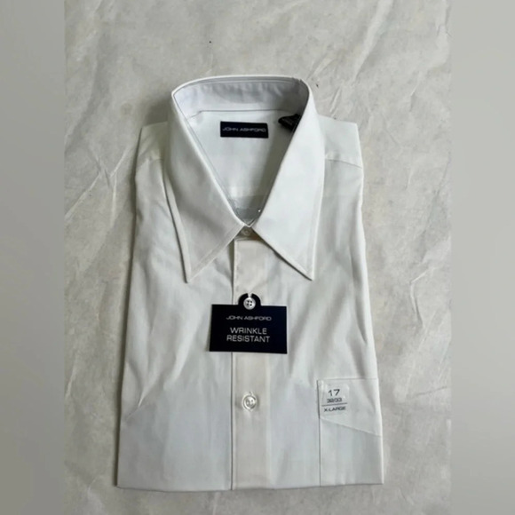 john ashford wrinkle free White button down shirt Cotton Blend Size XL 32/33 NWT - Picture 1 of 3